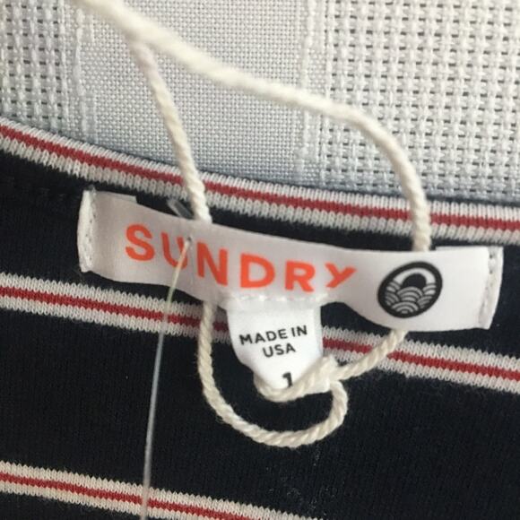 Anthropologie Sundry Fabian Striped Faux Wrap Jersey Mini Dress Blue Small Party - Picture 4 of 11